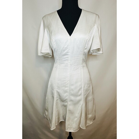 KEEPSAKE Ivory White Flounce Sleeve Romantic Mini Dress Women's SIZE 4 - Picture 3 of 13